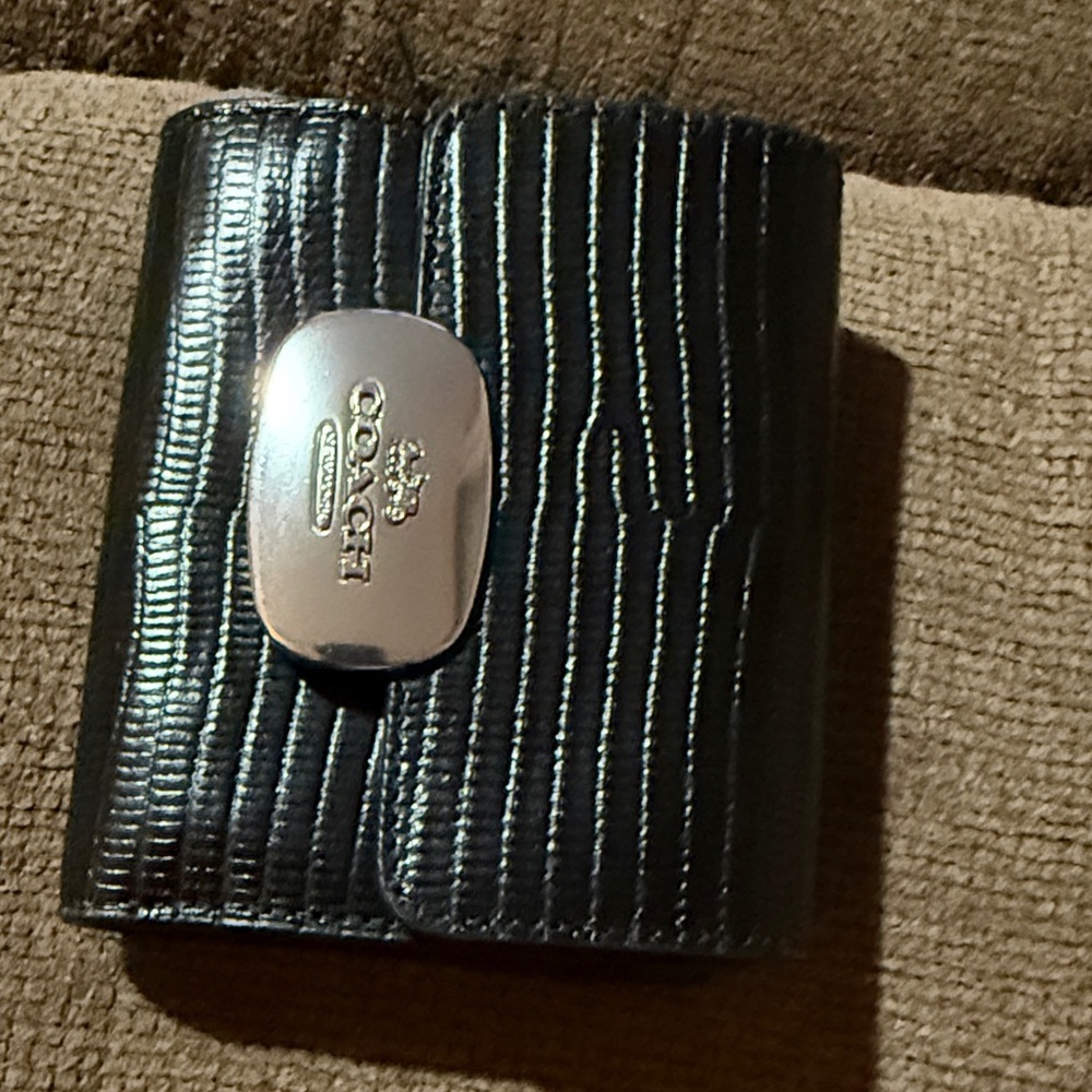 Coach Black Textured Leather Card Holder
